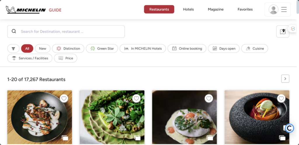 Michelin Guide Website