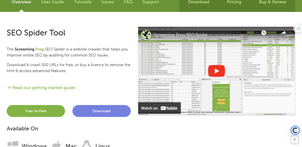 SEO Free Tools: Screaming Frog SEO Spider