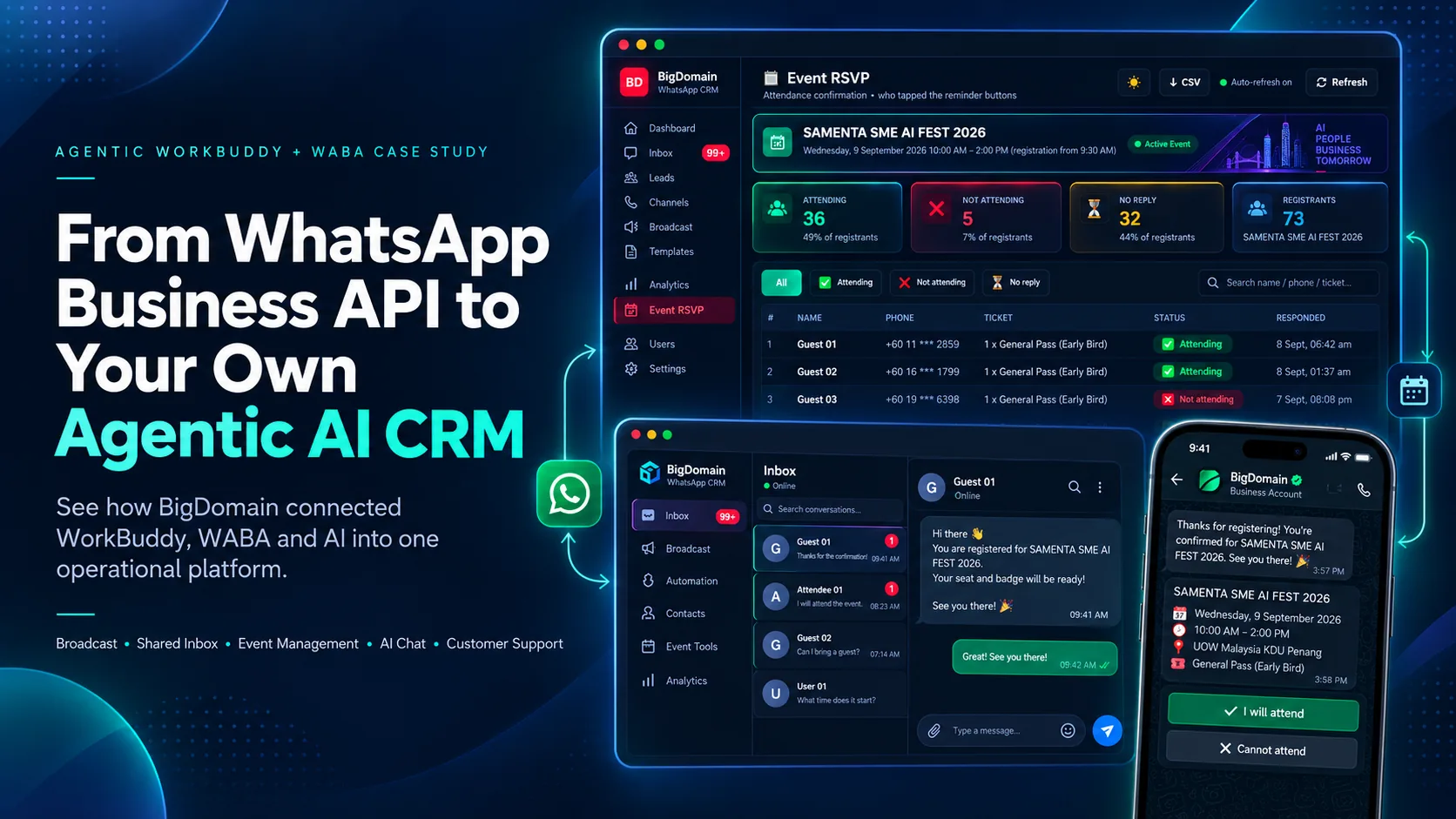 Big Domain WhatsApp CRM and AI chatbot built with agentic AI