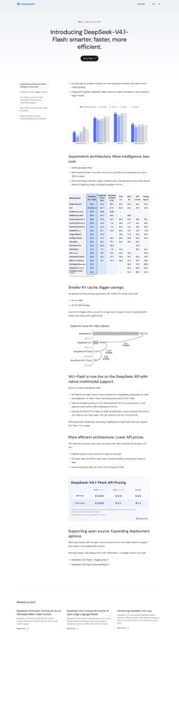 DeepSeek announcement page for DeepSeek-V4.1-Flash