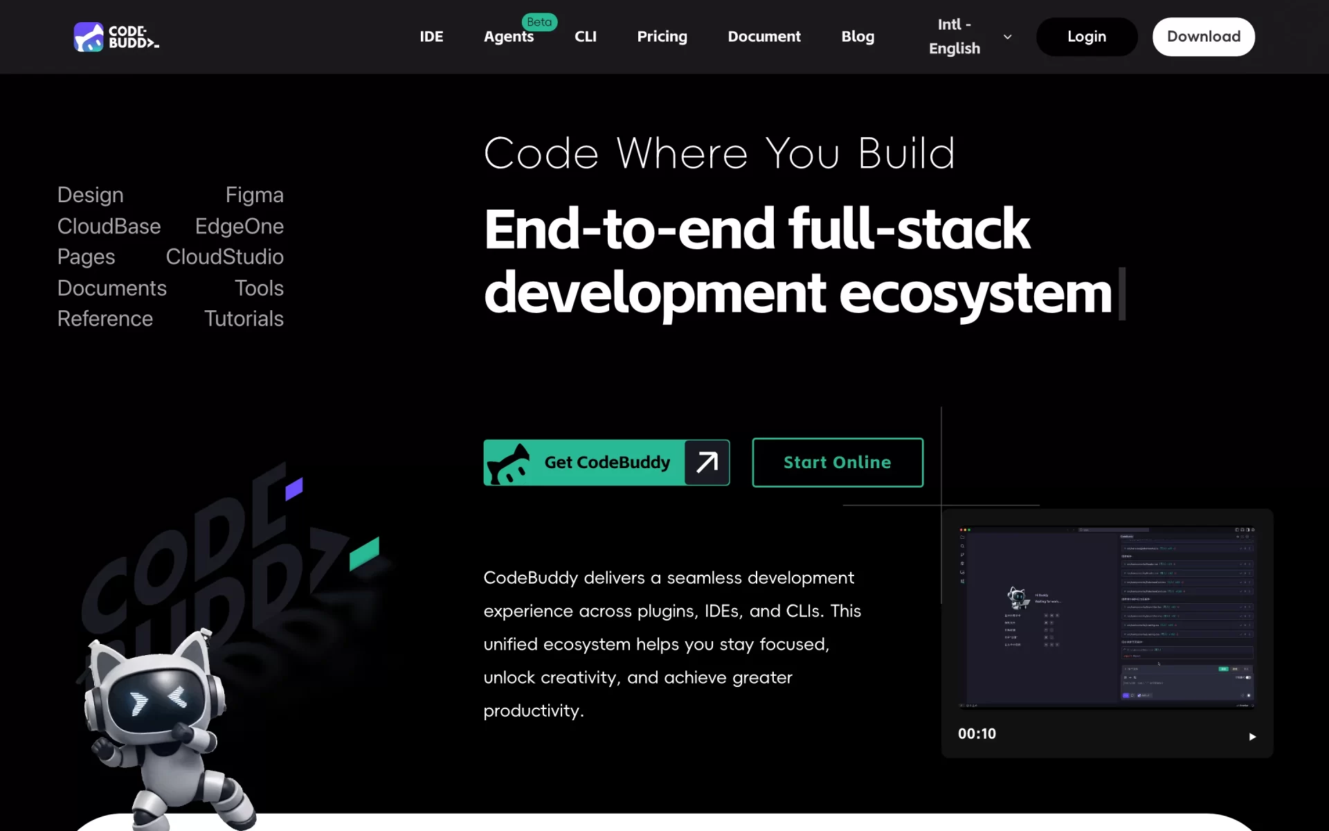 CodeBuddy IDE 官方网站:端到端全栈开发生态