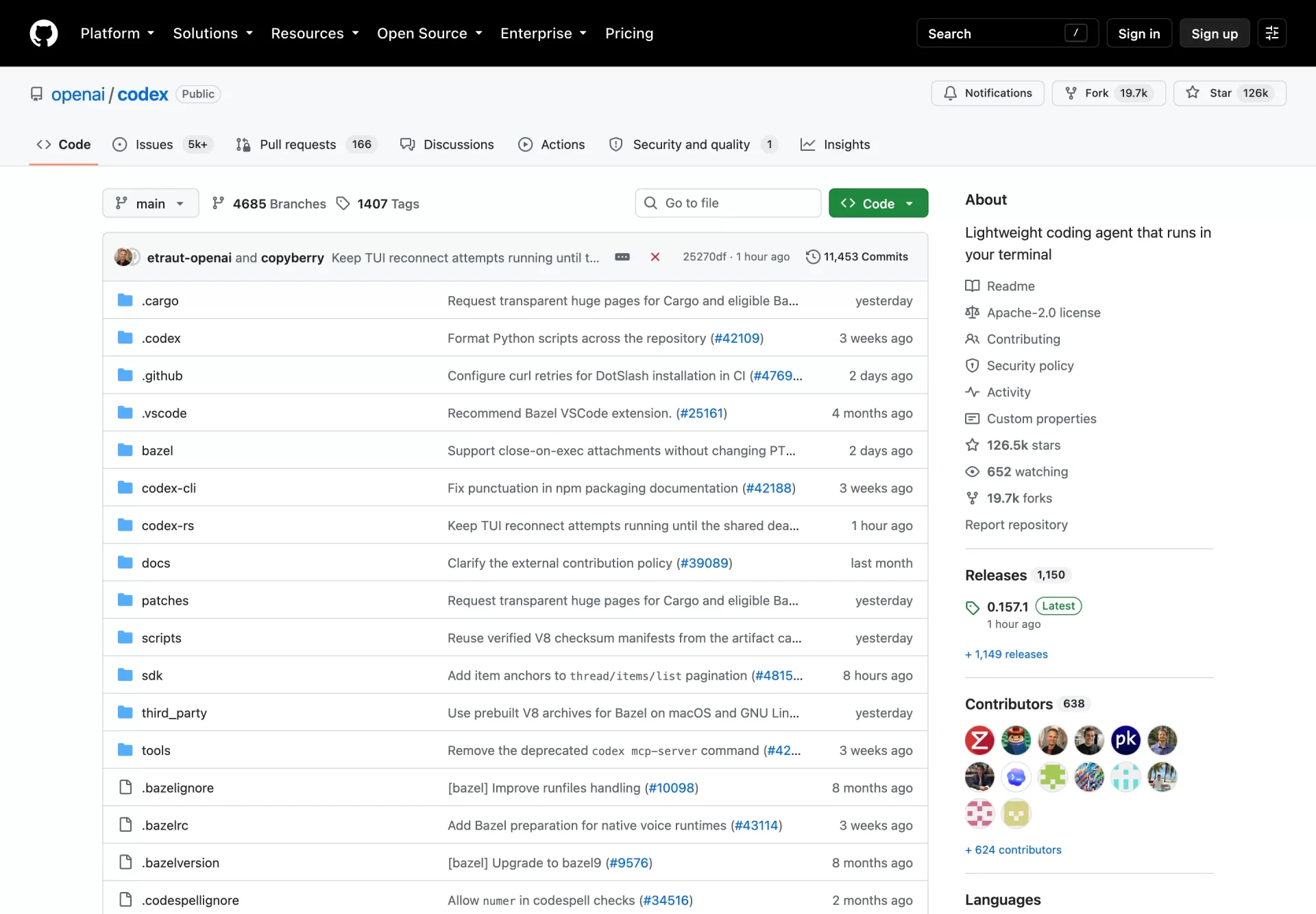 OpenAI Codex open-source coding agent repository on GitHub