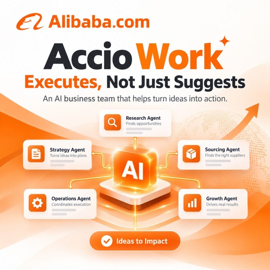 Alibaba.com Accio Work AI agents for research, strategy, sourcing, operations and business growth