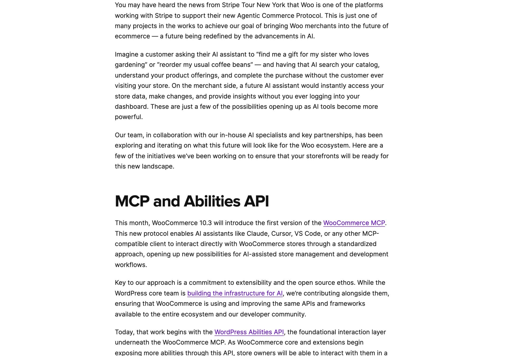 WooCommerce developer blog roadmap on AI and agentic commerce
