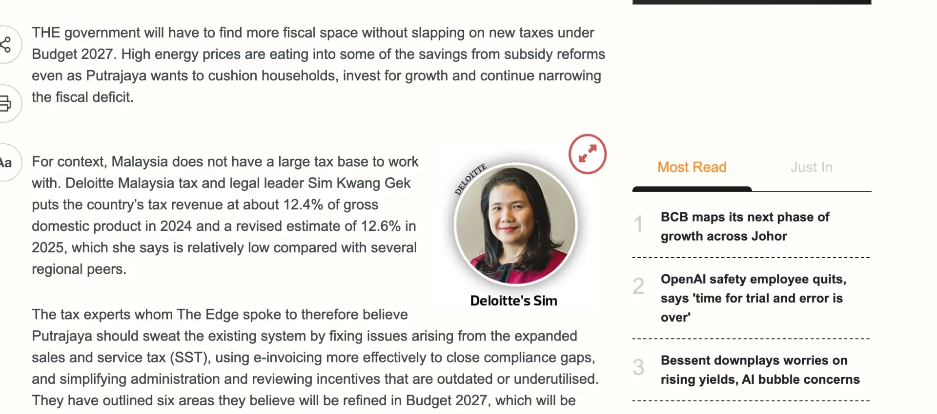 The Edge Malaysia report, showing the passage containing "12.4%"
