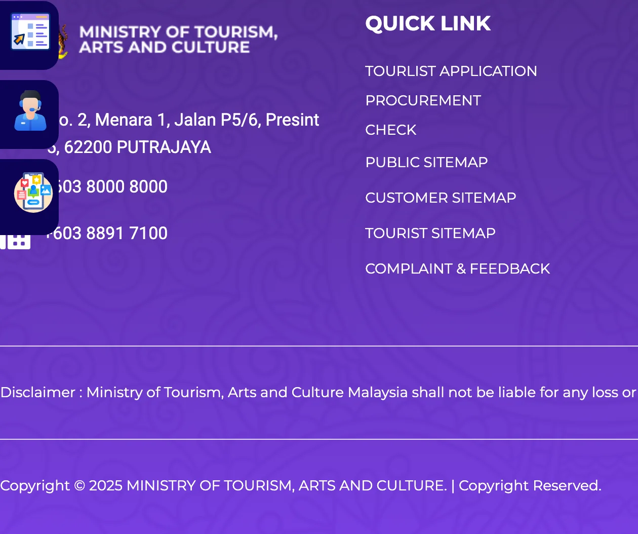 MOTAC report, showing the passage containing "tourism"