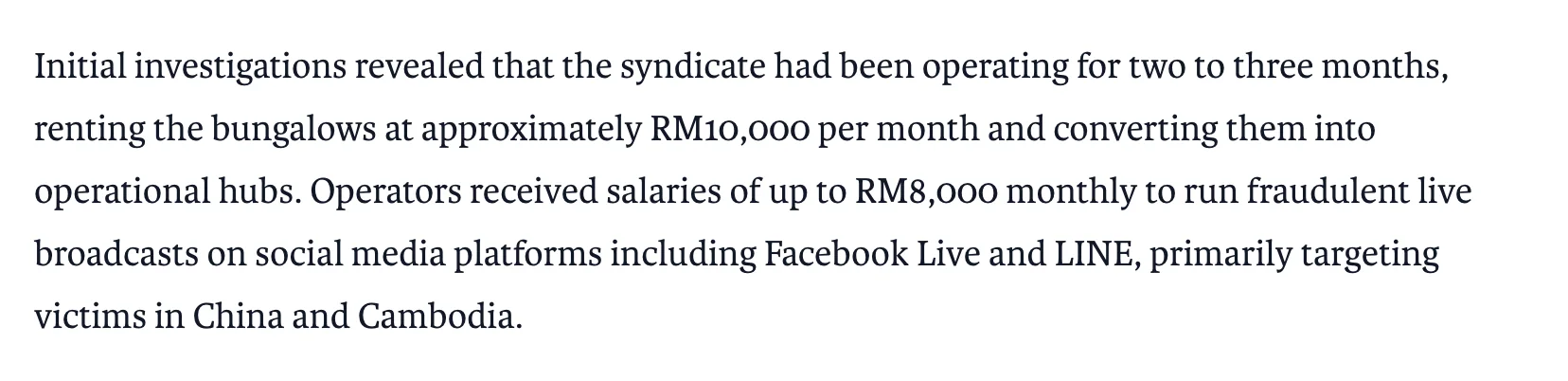 The Vibes report, showing the passage containing "RM10,000"